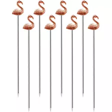Palillos De Metal Oggi Flamingo Para Cócteles, 8 Unidades, P