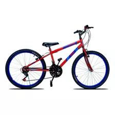 Bicicleta De Passeio Forss Urbana Spike Aro 24 18v Freios V-brakes Câmbios Index 3v Y Index 6v Cor Vermelho Com Descanso Lateral