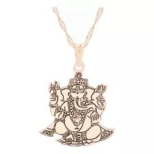 Gargantilha Ganesha 23mm Corrente Shiva Prosperidade Cor Banhado A Ouro