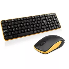 Kit Teclado Y Mouse Inalámbrico Ghia Negro-amarillo 