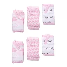 Toalha De Boca Soft Prendedor Chupeta Menina Kit 6 Und