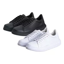 Kit Tênis Sneaker Oversized Sola Alta 2 Unidades Couro Eco