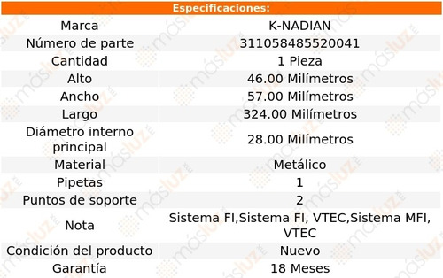 Tubo Enfriamiento Honda Civic Del Sol L4 1.6l 96/97 K-nadian Foto 3