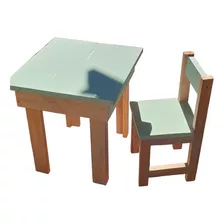 Mesa Y 2 Sillas Niños En Madera