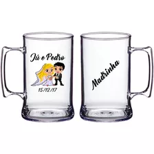 24 Canecas De Chopp Personalizada 300ml Acrílico P/ Padrinho