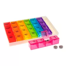 Pastillero 4x Día Semanal: Organizador 15x12cm | Sin Bpa Color Colores