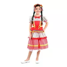 Vestido De Festa Junina Infantil Menina Com Tiara Caipirinha