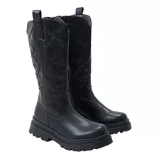 Bota Mujer Texana Plataforma Negro Corona