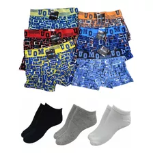 Pack De 6 Boxer Uomo Importados + 6pares De Medias Soquetes