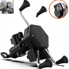 Suporte Celular Motocicleta Moto Com Carregador Usb Garra X