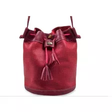 Bolsa Bucket Artlux Transversal Em Couro Vermelho Feminina