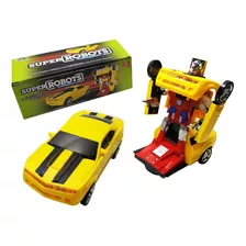 Carrinho Camaro Transformers Vira Robô Luz Som Bate Volta