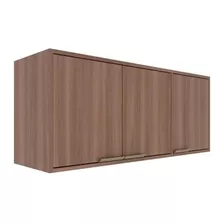 Armário Aéreo Móveis Sul Raíssa 120cm 3 Portas Mdp 5192 Cor Nogal/offwhite