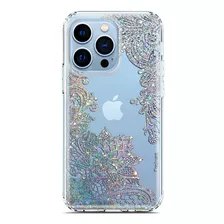 Coolwee Clear Glitter Teléfono Compatible 13 Pro Max Case Fl