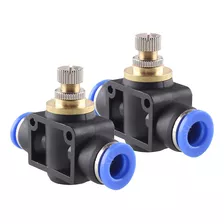 Kit Com 2 Conexão Regulador Fluxo Linha Pneumática Tubo 8mm