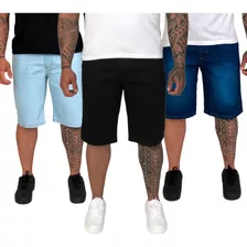 Kit 3 Bermuda Jeans Plus Size Masculino 50 Ao 66