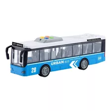 Ônibus Miniatura A Fricção Com Som E Luz Abre As Portas 28cm