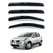 Calha De Chuva Defletor Preto Fumê Renault Sandero 4 Portas