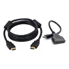 Hdmi 10m + Divisor Hdmi Splitter 1080p Duplicador De Imagem