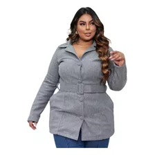 Casaco Parka Feminino Plus Size Lã Batida Blusa Frio 