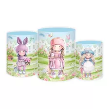 Trio Capas Tecido Para Mesa Cilindro P M G Festa Decoração