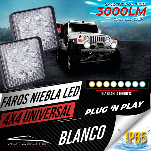 2 Faros Led Cree Barra 9 Led 27w Cuadrados Jeep 4x4 Off Road Foto 2