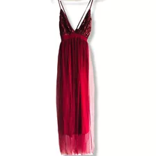 Vestido Vino Tinto Fe Tull Con Lentejuelas 