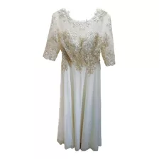 Vestido De Novia Talla M-g Cuello Redondo Bordado.