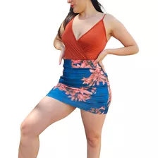 Conjunto Pollera Mini Falda Y Body Ideal Primavera Verano 
