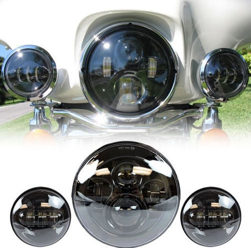 Faro Led Moto Kit Harley 7 Aux 4.5 Fatboy Electra Road King Foto 5