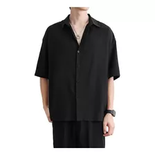 Camisa Seda Hielo Refrescado Estilo Coreana Para Hombre