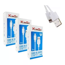 Kit 3 Cabos Usb Kingo P/ iPhone 11 Pro Max 2mt Resistente