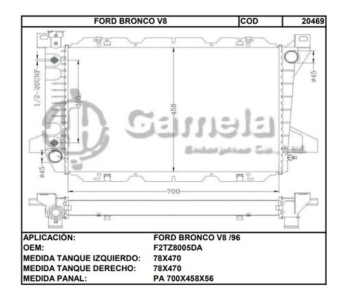Radiador Ford Bronco V8 /96 Laminilla 56 Mm (cod:20469) Foto 2