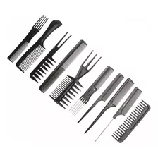 Kit 10 Pentes De Corte Cabeleireiro E Barbeiro Profissional Cor Preto