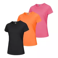 Kit 3 Camisetas Feminina Básicas Lisa Poliéster Premium