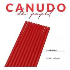 100 Canudos De Papel Colorido Biodegradável Drinks Decoração Cor Vermelho