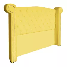 Cabeceira Estofada Sienna Capitonê Box Casal 140cm Amarelo