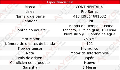 1-kit Distribucin Bomba Pro Series Axiom V6 3.5l 02-04 Foto 3