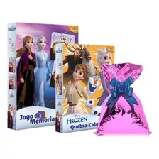 Kit Jogo Da Memoria + Quebra Cabeça Frozen Menina Infantil 