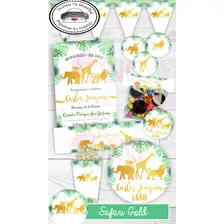 Kit Imprimible Fiesta Safari Gold Invitacion + Candy Bar