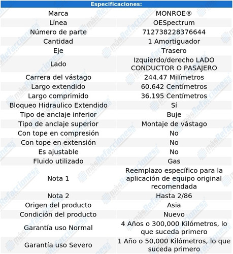 Amortiguador Oespectrum Conductor O Pasajero Tra Supra 86 Foto 3