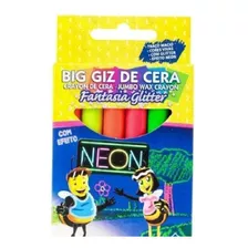 Big Giz De Cera 06 Cores Neon Fantasia Glitter Acrilex