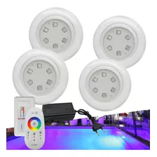 Kit Iluminação Piscina 4 Superleds + Módulo Rgb Com Fonte 12v