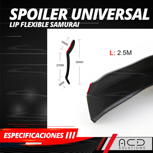 Lip Faldon Estribo Spoiler Universal Flexible Samurai 2.5m Foto 7