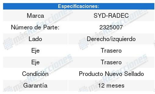 Syd Maza Rueda Trasera Chevrolet Geo Prizm 89 A 02 Foto 2