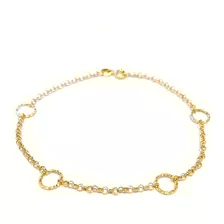 Pulseira Portuguesa Em Ouro 18k Feminina Com Argolas