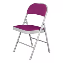 Silla Plegable Acojinada Para Oficina Home Office Extriores Color Morado Material Del Tapizado Cuero Sintético