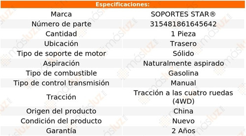 1) Soporte Motor Tras Daihatsu Rocky 1.6l 4 Cil 90/92 Foto 2