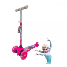 Patinete Scooter Infantil 3 Rodas Ajustavel Com Led Cor Rosa-chiclete Frozen