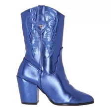 Bota Vaquera Bordada Cowboy Metálica Montana Cabra De Mujer